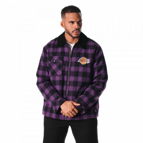 Los Angeles Lakers The Wild Collective Unisex Flannel Full-Zip Shacket - Black