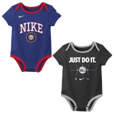 Newborn Philadelphia 76ers Nike Royal/Black Just Do It Two-Pack Bodysuit Set