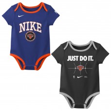 Newborn New York Knicks Nike Blue/Black Just Do It Two-Pack Bodysuit Set
