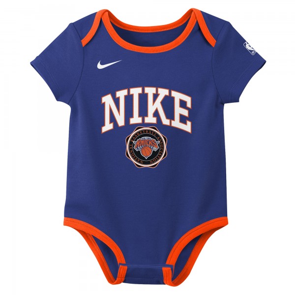 Newborn New York Knicks Nike Blue/Black Just Do It Two-Pack Bodysuit Set