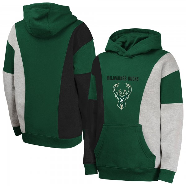 Подростковая Milwaukee Bucks Hunter Green Ace In the Hole Pullover Hoodie