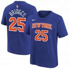 Подростковая New York Knicks Mikal Bridges Nike Blue Icon Name & Number T-Shirt