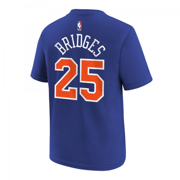 Подростковая New York Knicks Mikal Bridges Nike Blue Icon Name & Number T-Shirt