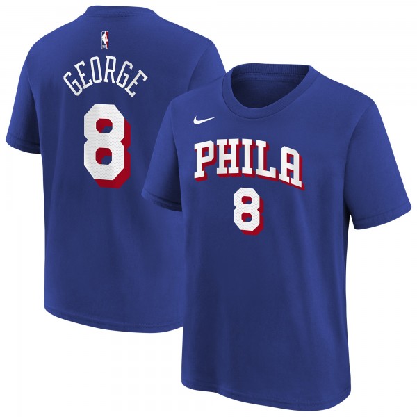 Подростковая Philadelphia 76ers Paul George Nike Royal Icon Name & Number T-Shirt