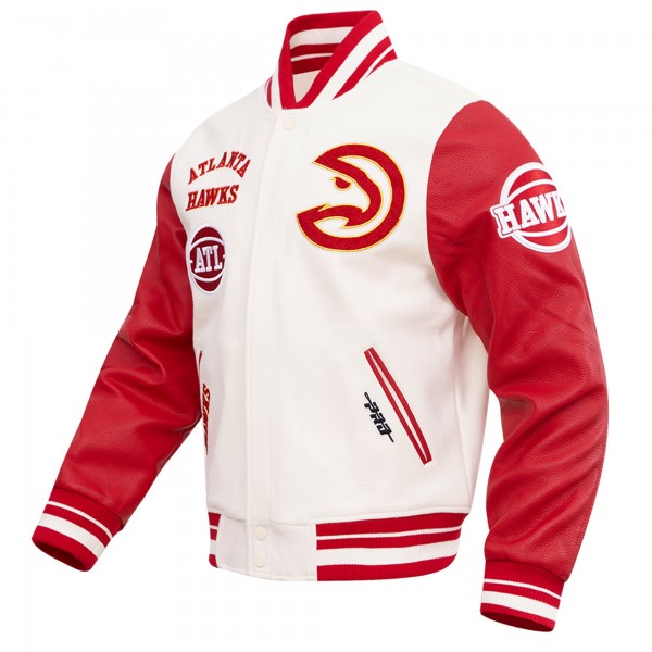 Бомбер на молнии Atlanta Hawks Pro Standard Retro Classic Varsity - Cream