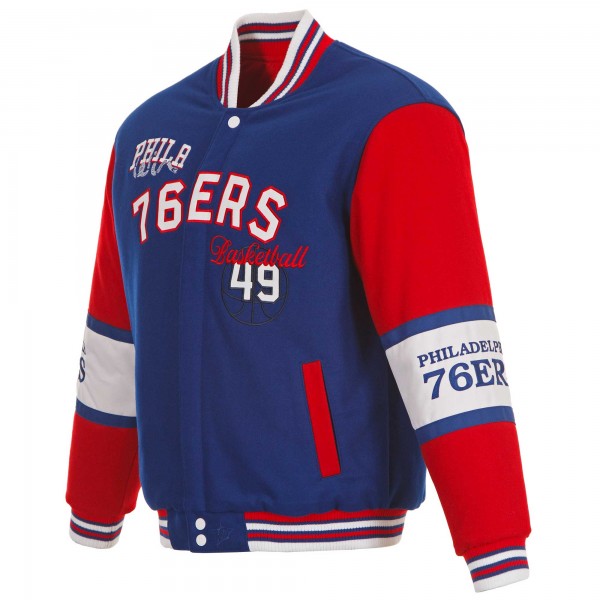 Philadelphia 76ers JH Design Royal Reversible Wool Full-Zip Jacket