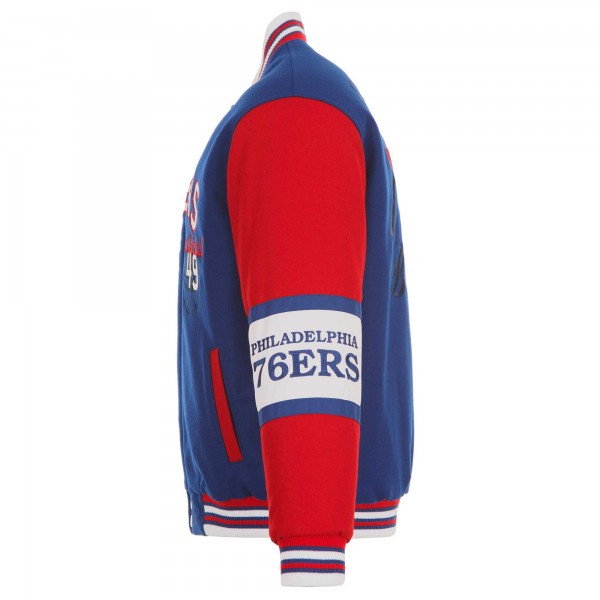 Philadelphia 76ers JH Design Royal Reversible Wool Full-Zip Jacket