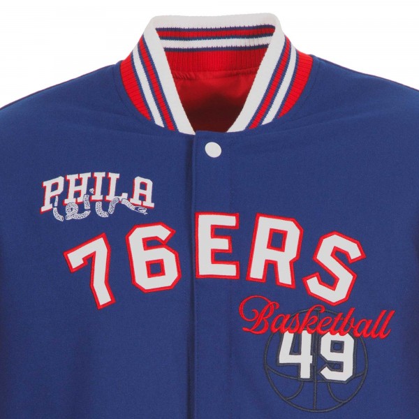 Philadelphia 76ers JH Design Royal Reversible Wool Full-Zip Jacket
