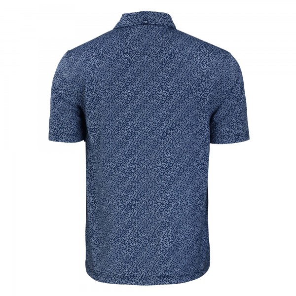 New York Yankees Cutter & Buck Navy Pike Eco Pebble Print Stretch Recycled Polo