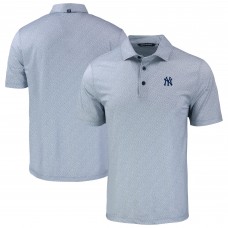 New York Yankees Cutter & Buck Gray Pike Eco Pebble Print Stretch Recycled Polo