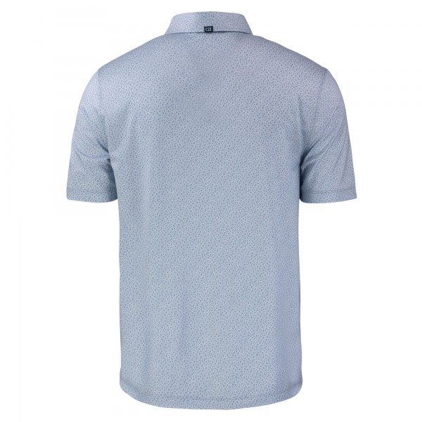 New York Yankees Cutter & Buck Gray Pike Eco Pebble Print Stretch Recycled Polo