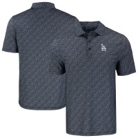 Los Angeles Dodgers Cutter & Buck Black Pike Eco Pebble Print Stretch Recycled Polo