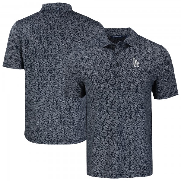 Los Angeles Dodgers Cutter & Buck Black Pike Eco Pebble Print Stretch Recycled Polo