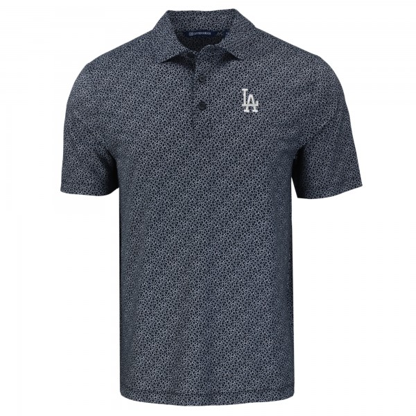 Los Angeles Dodgers Cutter & Buck Black Pike Eco Pebble Print Stretch Recycled Polo