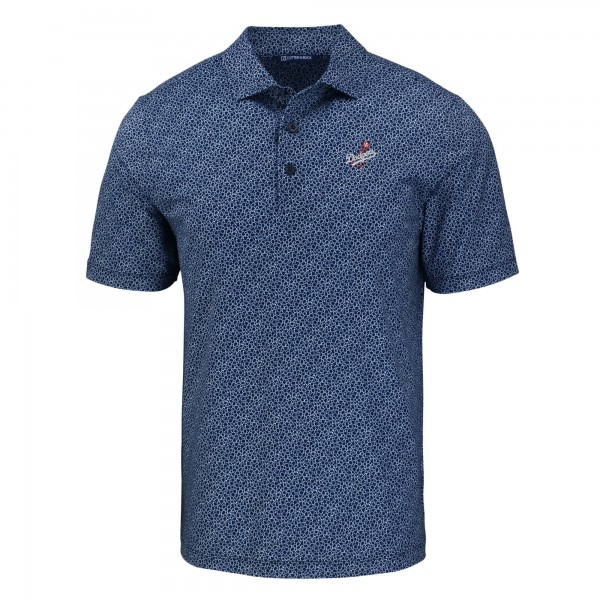 Los Angeles Dodgers Cutter & Buck Navy Pike Eco Pebble Print Stretch Recycled Polo
