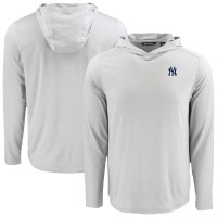 New York Yankees Cutter & Buck Gray Coastline Epic Comfort Recycled Eco Hoodie Long Sleeve T-Shirt