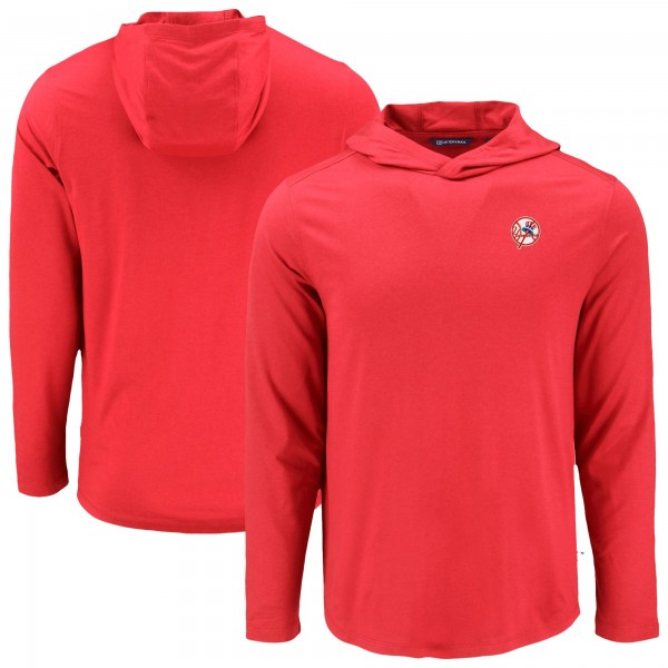 New York Yankees Cutter & Buck Red Coastline Epic Comfort Recycled Eco Hoodie Long Sleeve T-Shirt