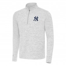 New York Yankees Antigua Gray/White Cause Quarter-Zip Top