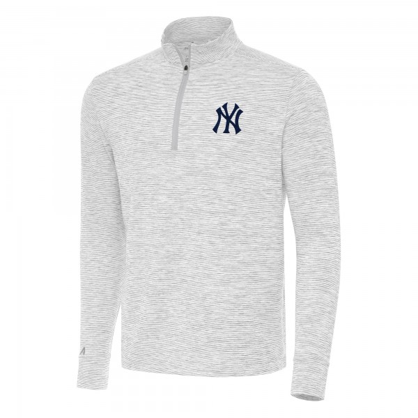 New York Yankees Antigua Gray/White Cause Quarter-Zip Top
