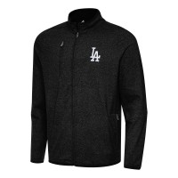 Los Angeles Dodgers Antigua Heather Black Hold-Up Tri-Blend Full-Zip Jacket