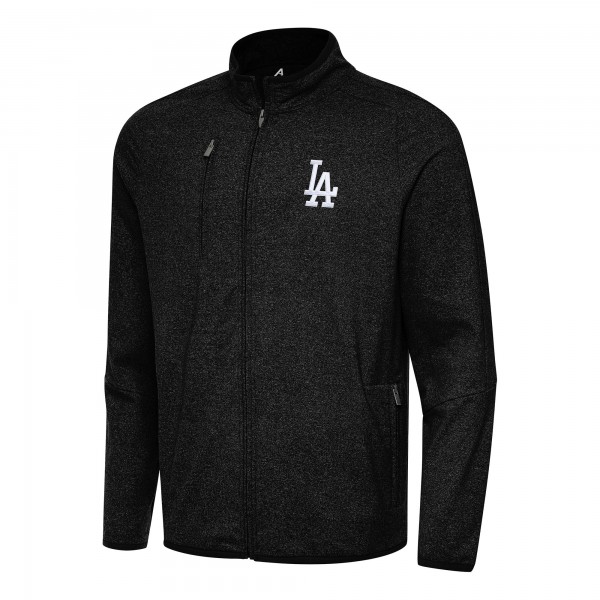 Los Angeles Dodgers Antigua Heather Black Hold-Up Tri-Blend Full-Zip Jacket