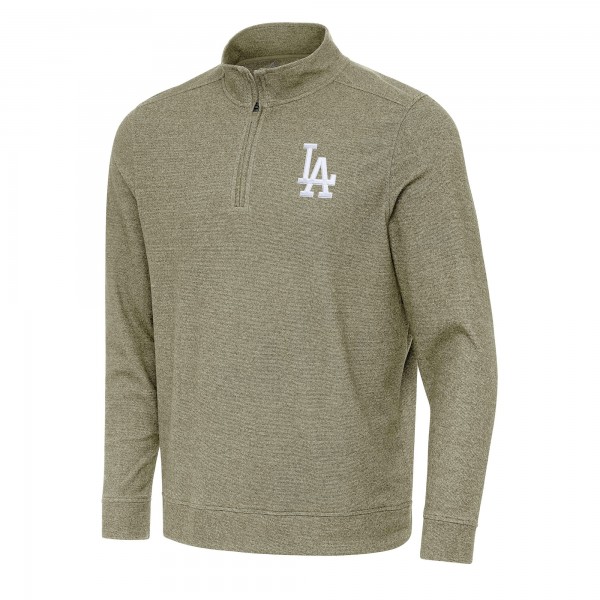 Los Angeles Dodgers Antigua Heather Olive Subtle Quarter-Zip Sweatshirt