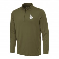 Los Angeles Dodgers Antigua Olive Reprocess Quarter-Zip Top