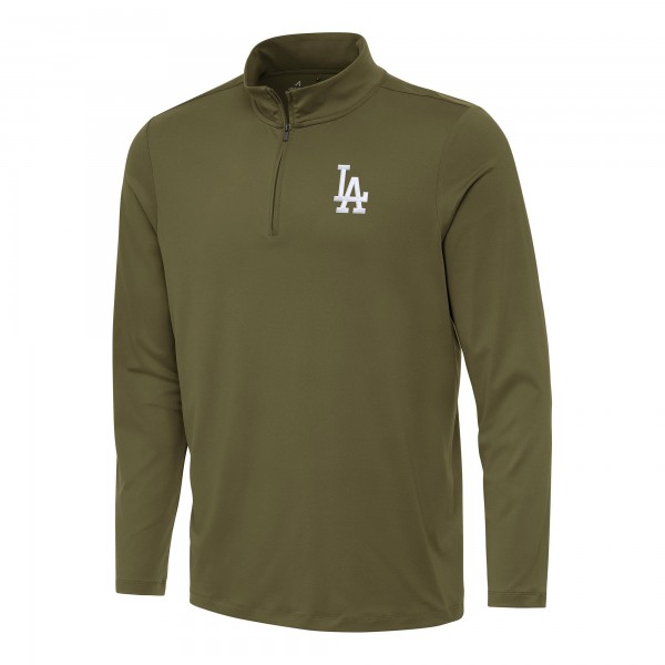 Los Angeles Dodgers Antigua Olive Reprocess Quarter-Zip Top