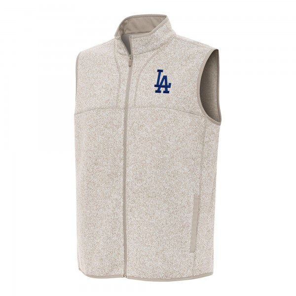 Los Angeles Dodgers Antigua Oatmeal Fortune Full-Zip Vest