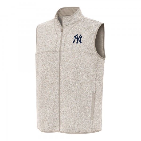 New York Yankees Antigua Oatmeal Fortune Full-Zip Vest