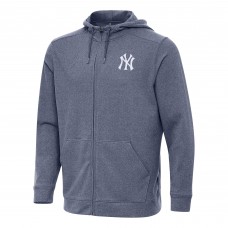 New York Yankees Antigua Heather Navy Effortless Full-Zip Hooded Jacket