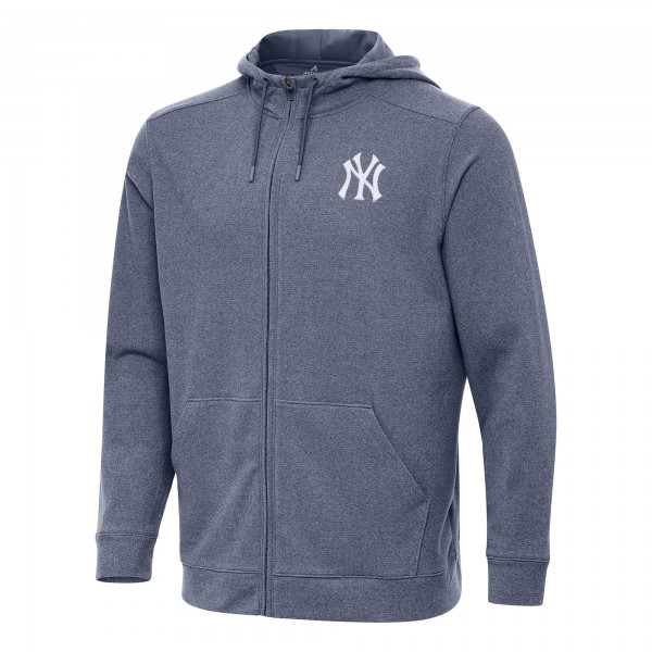 New York Yankees Antigua Heather Navy Effortless Full-Zip Hooded Jacket