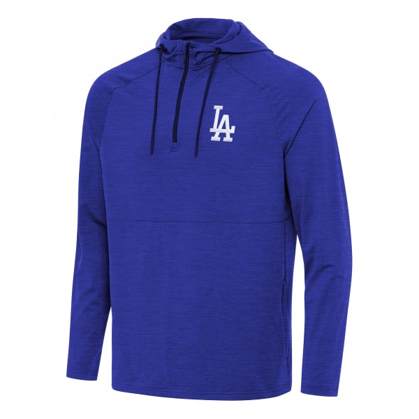 Los Angeles Dodgers Antigua Heather Royal Spikes Quarter-Zip Pullover Hoodie