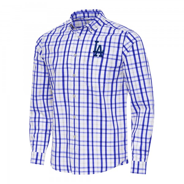 Los Angeles Dodgers Antigua Royal/White Tending Woven Tri-Blend Long Sleeve Button-Down Shirt