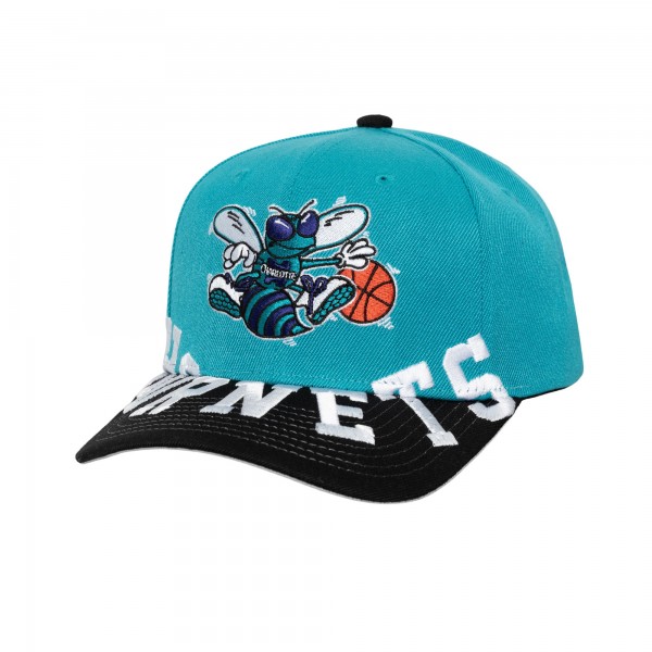 Бейсболка Charlotte Hornets Mitchell & Ness Teal/Black Underarch Two-Tone Pro Crown