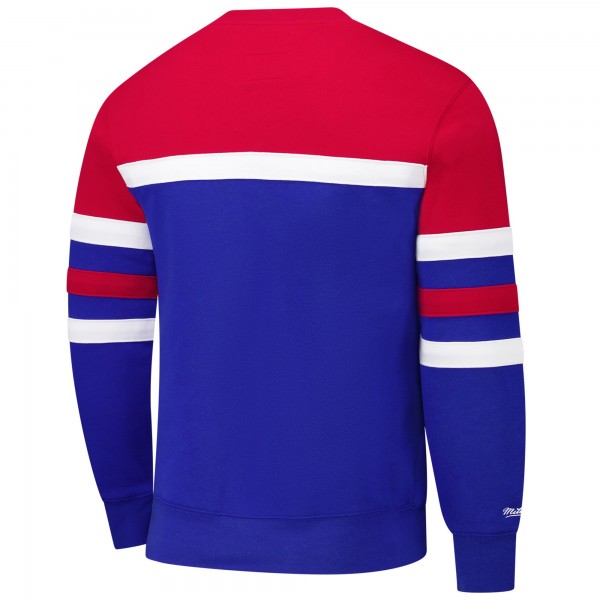 Philadelphia 76ers Mitchell & Ness Royal/Red Hardwood Classics Vintage Logo Head Coach Pullover Sweatshirt