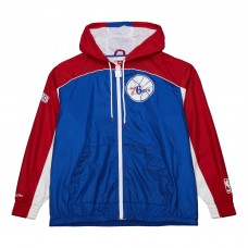 Philadelphia 76ers Mitchell & Ness Royal/Red Hardwood Classics Big Shot Premium Full-Zip Windbreaker Jacket