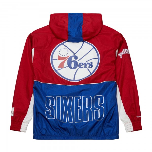 Philadelphia 76ers Mitchell & Ness Royal/Red Hardwood Classics Big Shot Premium Full-Zip Windbreaker Jacket