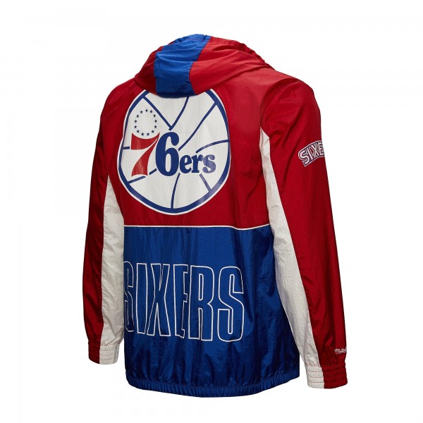 Philadelphia 76ers Mitchell & Ness Royal/Red Hardwood Classics Big Shot Premium Full-Zip Windbreaker Jacket