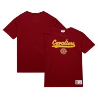 Cleveland Cavaliers Mitchell & Ness Wine Hardwood Classics Felt Applique Slub T-Shirt