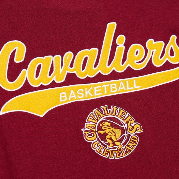 Cleveland Cavaliers Mitchell & Ness Wine Hardwood Classics Felt Applique Slub T-Shirt