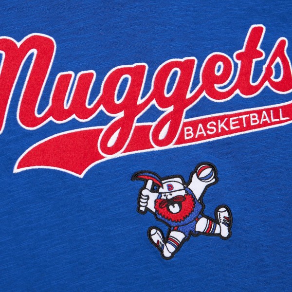 Denver Nuggets Mitchell & Ness Royal Hardwood Classics Felt Applique Slub T-Shirt