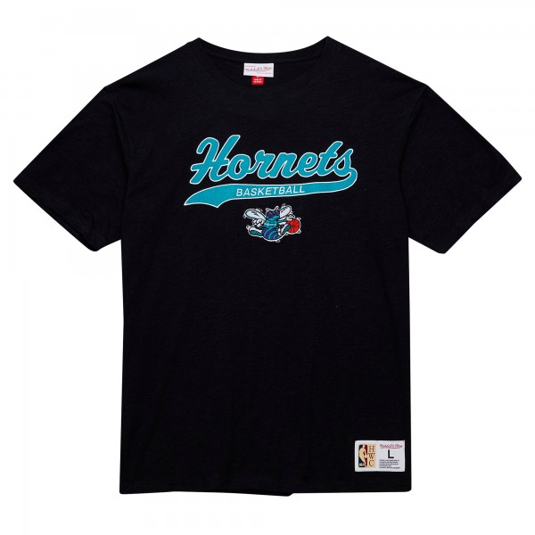 Футболка Charlotte Hornets Mitchell & Ness Hardwood Classics Felt Applique Slub - Black