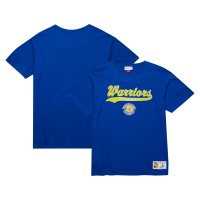 Golden State Warriors Mitchell & Ness Royal Hardwood Classics Felt Applique Slub T-Shirt