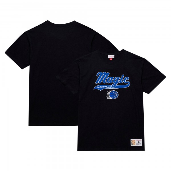 Футболка Orlando Magic Mitchell & Ness Black Hardwood Classics Felt Applique Slub