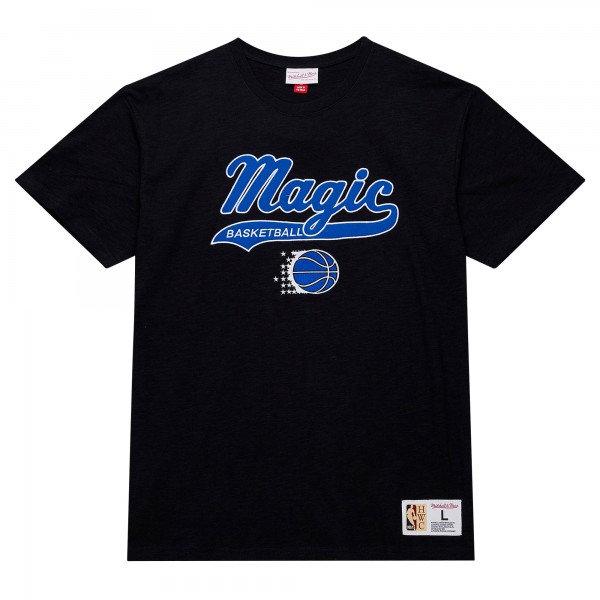 Футболка Orlando Magic Mitchell & Ness Black Hardwood Classics Felt Applique Slub