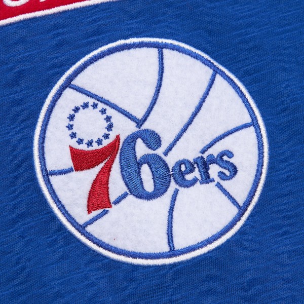 Philadelphia 76ers Mitchell & Ness Royal Hardwood Classics Felt Applique Slub T-Shirt