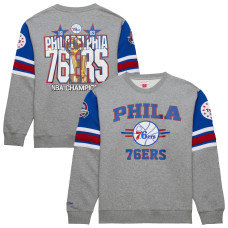 Свитшот Philadelphia 76ers Mitchell & Ness Heather Gray Hardwood Classics All Over 4.0 Pullover