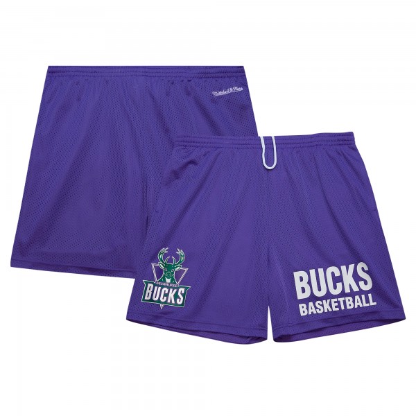 Milwaukee Bucks Mitchell & Ness Purple Hardwood Classics Gameday Mesh Shorts