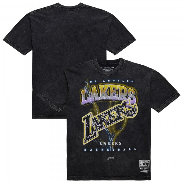 Футболка Los Angeles Lakers Mitchell & Ness Unisex Hardwood Classics Vintage Voltage Premium Heavyweight - Black